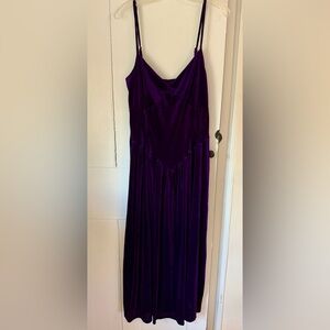 Witchy Purple Stretch Velvet Slip Dress with Spaghetti Straps Size L/Xl